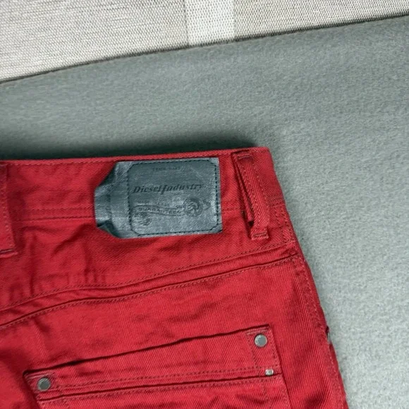 Diesel Krayver Jeans Mens W30 L32 Red Regular Slim Carrot Zip Stretch - Picture 13 of 13
